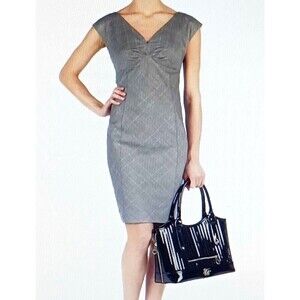 Ted Baker London Plaid Fitted Cap Sleeve Dress Knee Length Lined UK 4 US 8